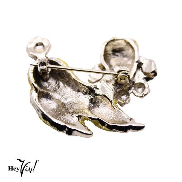 Vintage 50s Poodle Pin w Yellow Fur Rhinestone Eyes Playful Pose 1.5" - Hey Viv - Picture 2 of 3